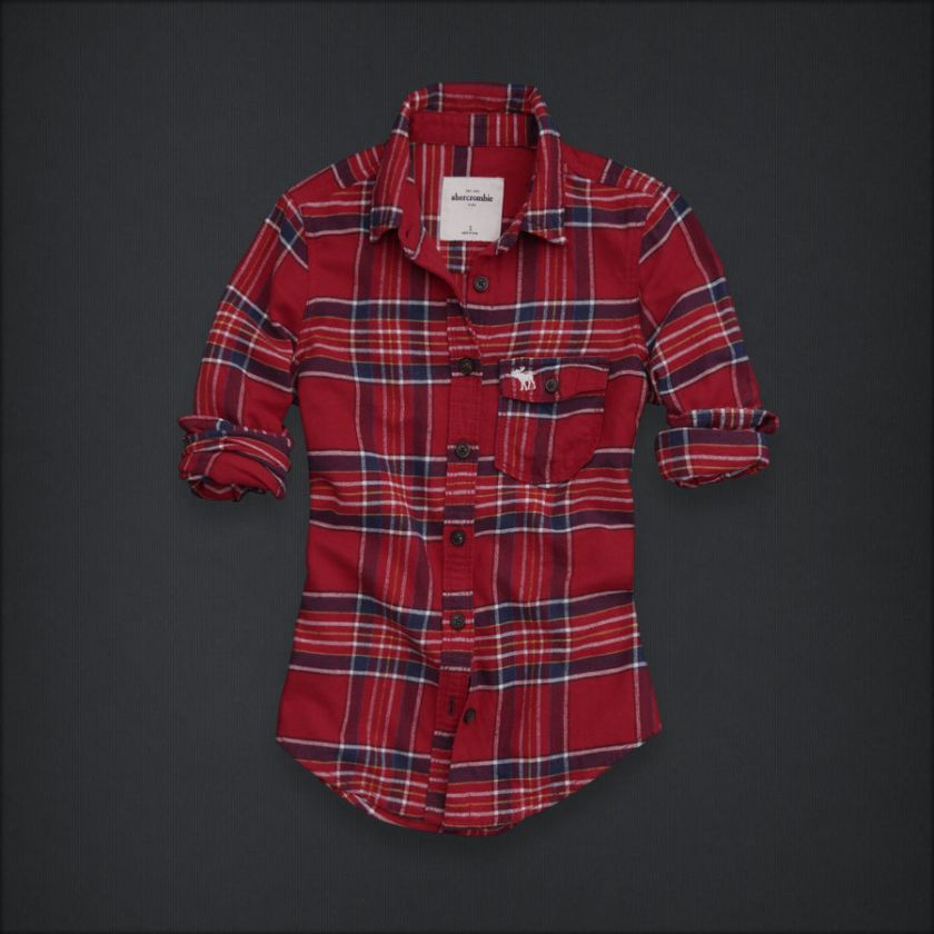 NWT Abercrombie Kids Girls XL Chloe Red Plaid Shirt Top  