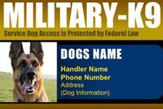 Custom Made ID Badge Card for Working Dog and Handler  Military K9 #3 