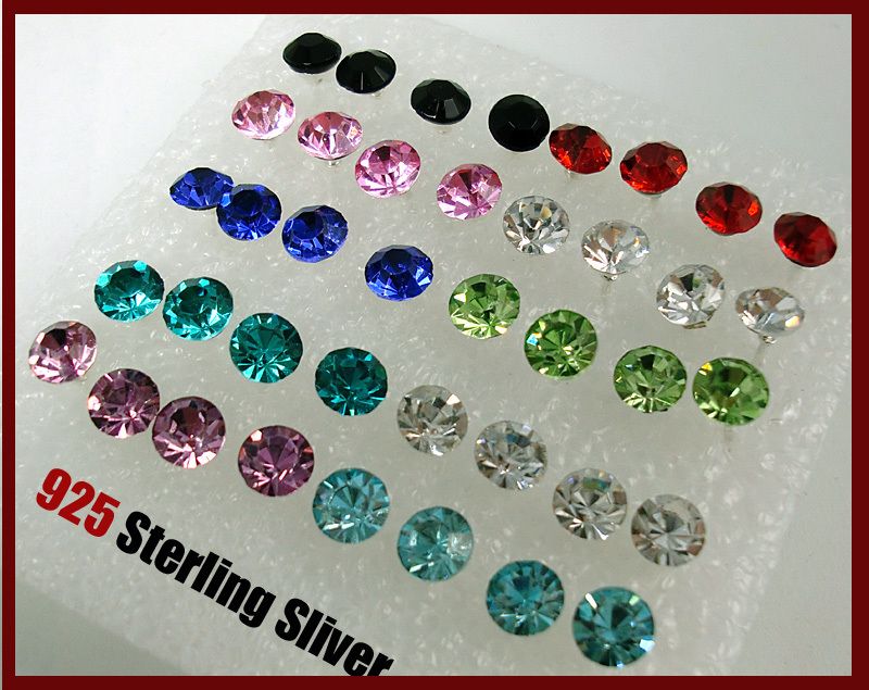   Earring Stud Wholesale Mixed Color 925 Sterling Silver  9 Colors