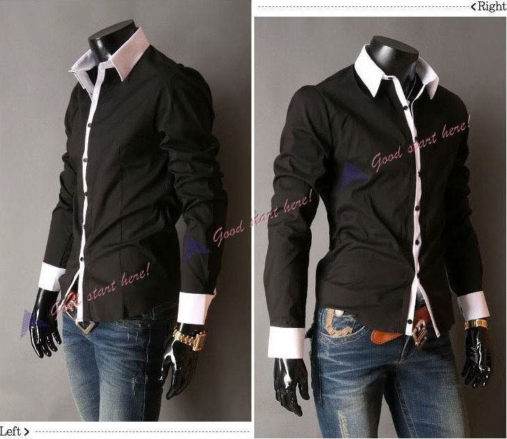 NEW Mens Casual Simple and Stylish Slim fit Dress Long sleeved Shirt 4 