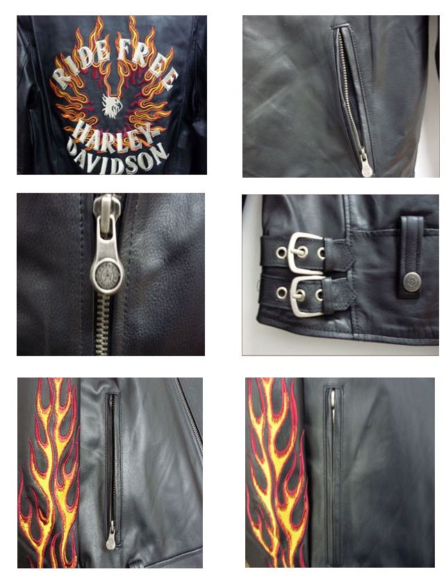 Mens Harley Davidson Ride Free Leather Jacket Flames II   M   Size 
