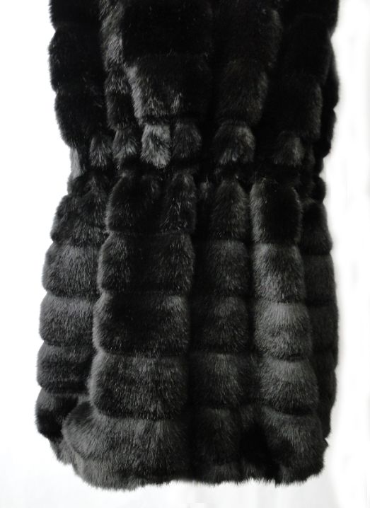   Mink Tiers Faux Fur Vintage Oversized Hooded Long Vest Coat  