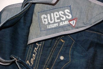 NWT $108 GUESS logo Indigo Jeans Suspender Denim 26  