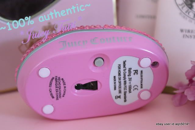 SALE♥ Juicy Couture Pink Rhinestone Crystal USB Wirelss Labtop Mouse 