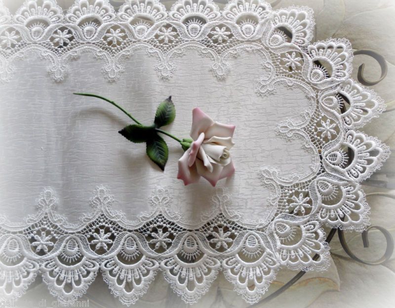 Delicate white Trim Lace Table Runner 54 Estate Design