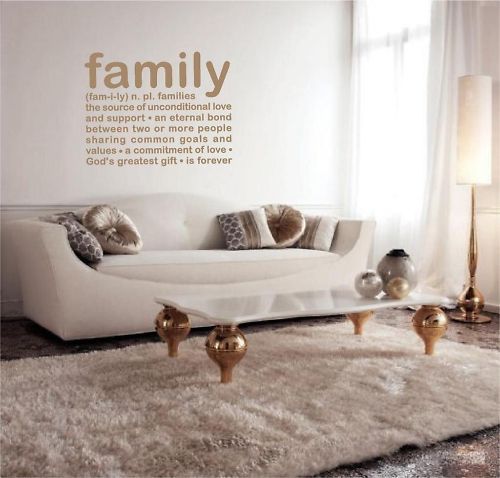 Vinyl lettering FAMILY DEFINITION sticky wall decal words art  