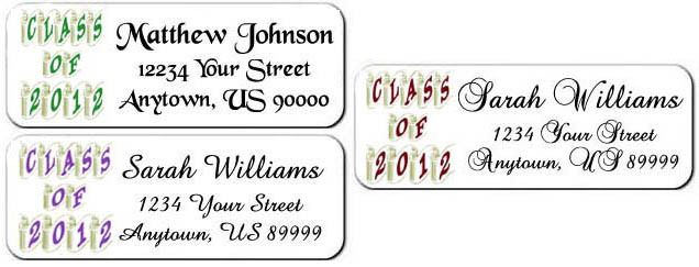 30 Graduation Class of 2012 Scroll Personalized Return Address Labels 