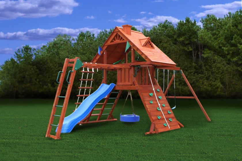   Playset Sun Palace II Childrens Wooden Playset with Monkey Bars  