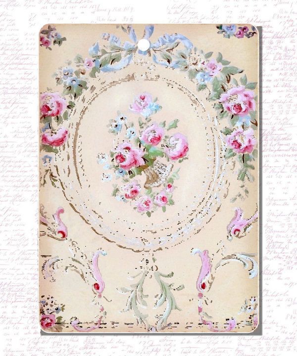 Rose #2 Hang Tags~ Gift Tags~ French Vintage Backgroud  