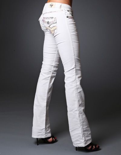 Laguna Beach Jeans Womens White Corduroy pants 2G AB crystals *SAMPLE 