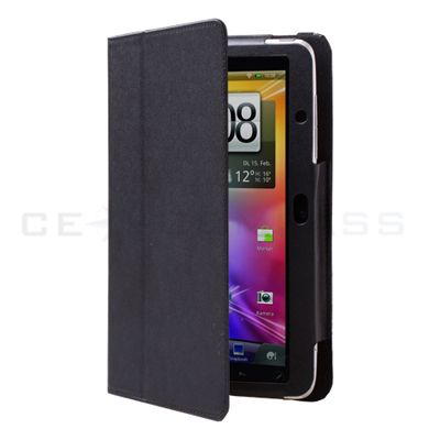 HTC Flyer Tablet EVO View 4G Black Leather Case Stand  