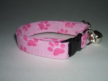 PINK PAW PRINTS ON PINK Cat Collar Collars  