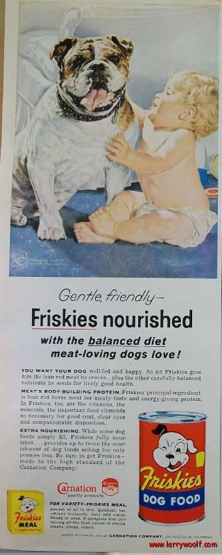 Friskies Dog Food Vintage 1957 Advertisement  