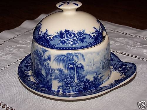 Pretty, Blue and Cream China, Honey Pot Sugar and Lid.  